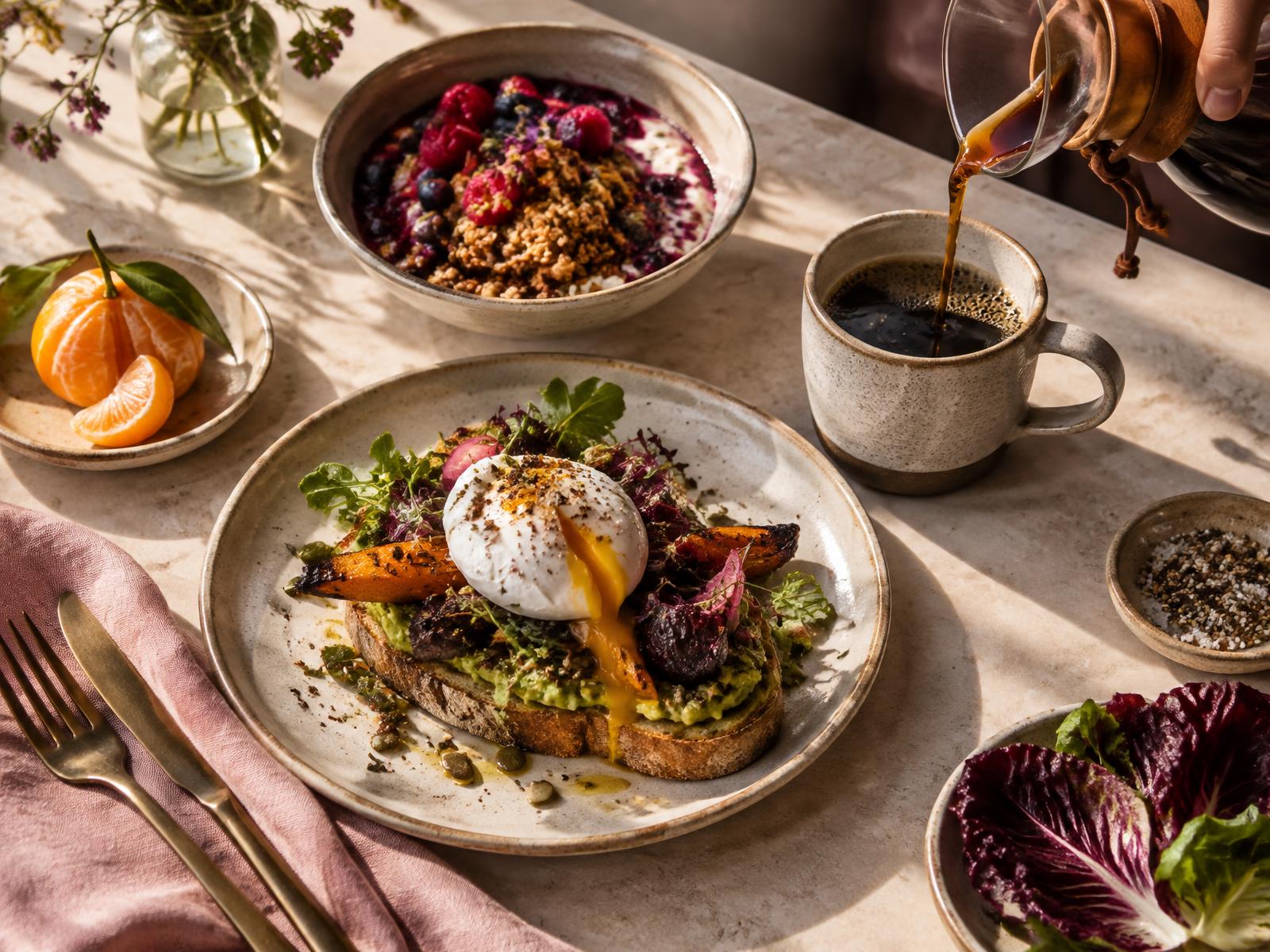 Saisonales Frühstück mit Filterkaffee